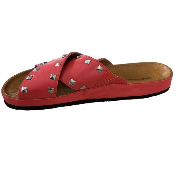 Comfortview tangerine color slip on sandals, silver studs size women’s 11 - Picture 4 of 9